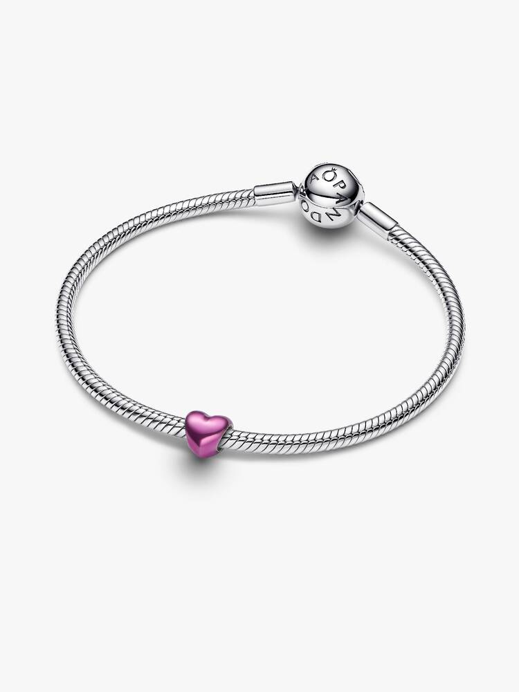 Pandora Mini Charm Cuore effetto metallico rosa
