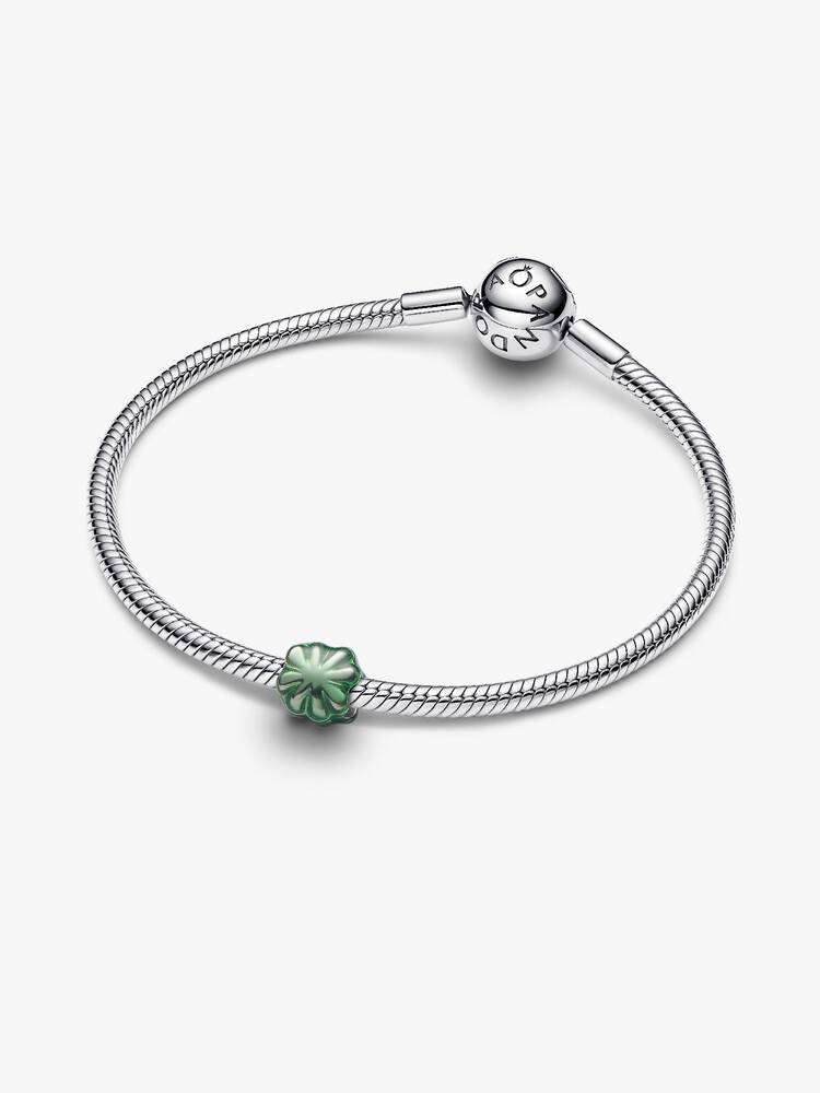 Pandora Mini Charm Quadrifoglio effetto metallico verde