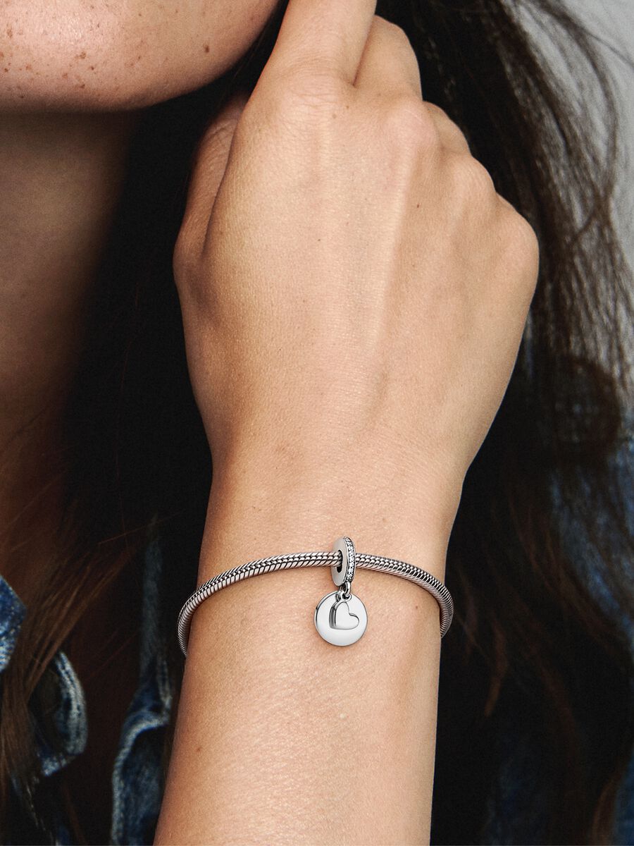 Pandora Charm Cerchio e Cuore Pendente da incidere