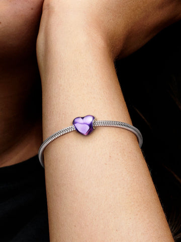 Pandora Charm Cuore Metallico Viola