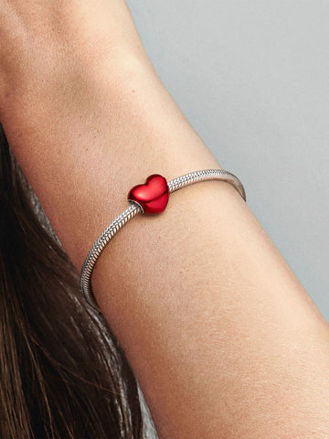 Pandora Charm Cuore Metalicco Rosso