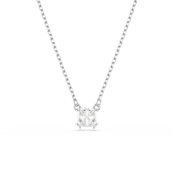 Swarovski Pendente Stilla Attract Taglio squadrato, Bianco, Placcato rodio