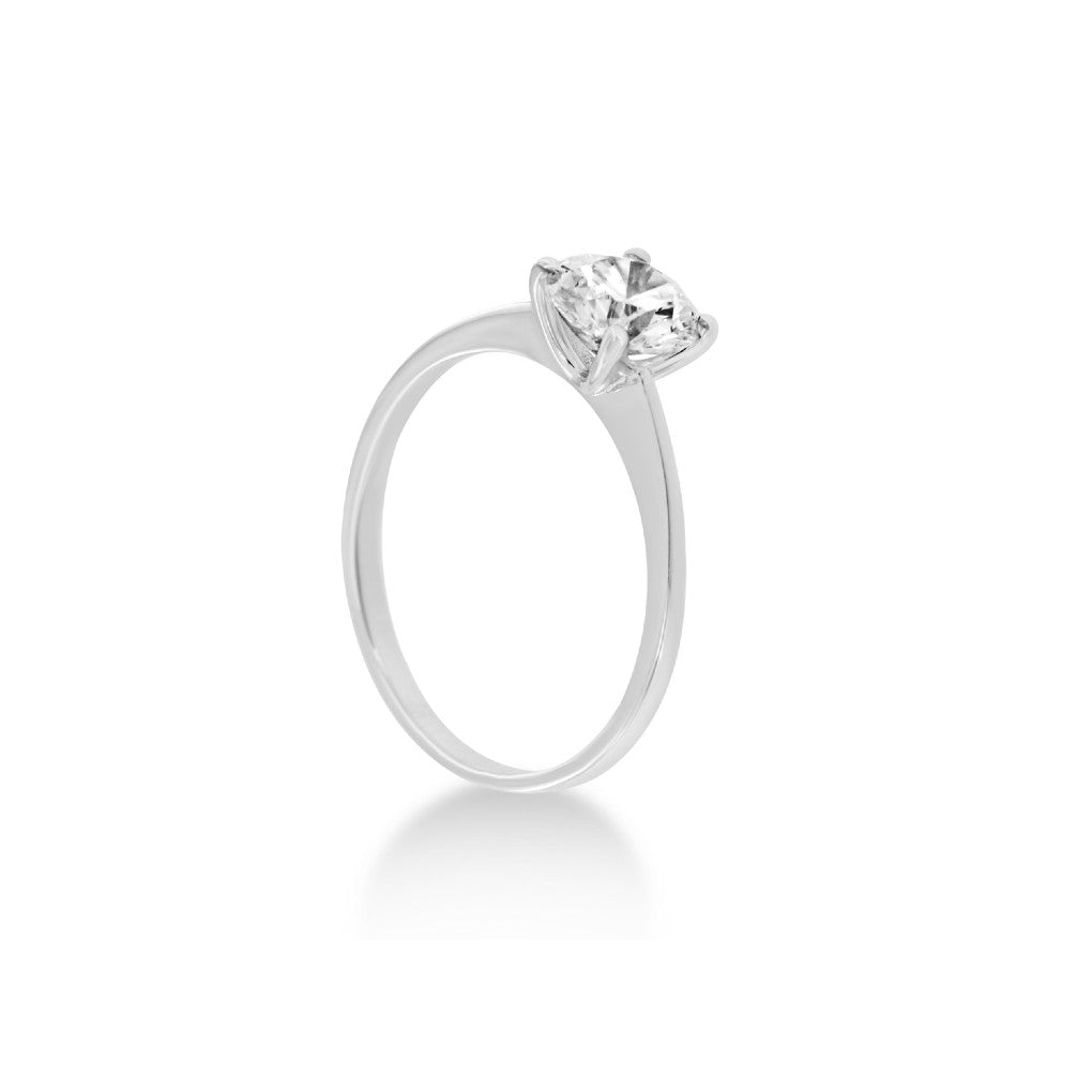 Lux - Anello solitario oro bianco 9kt e diamante lab grown 0,41 ct.