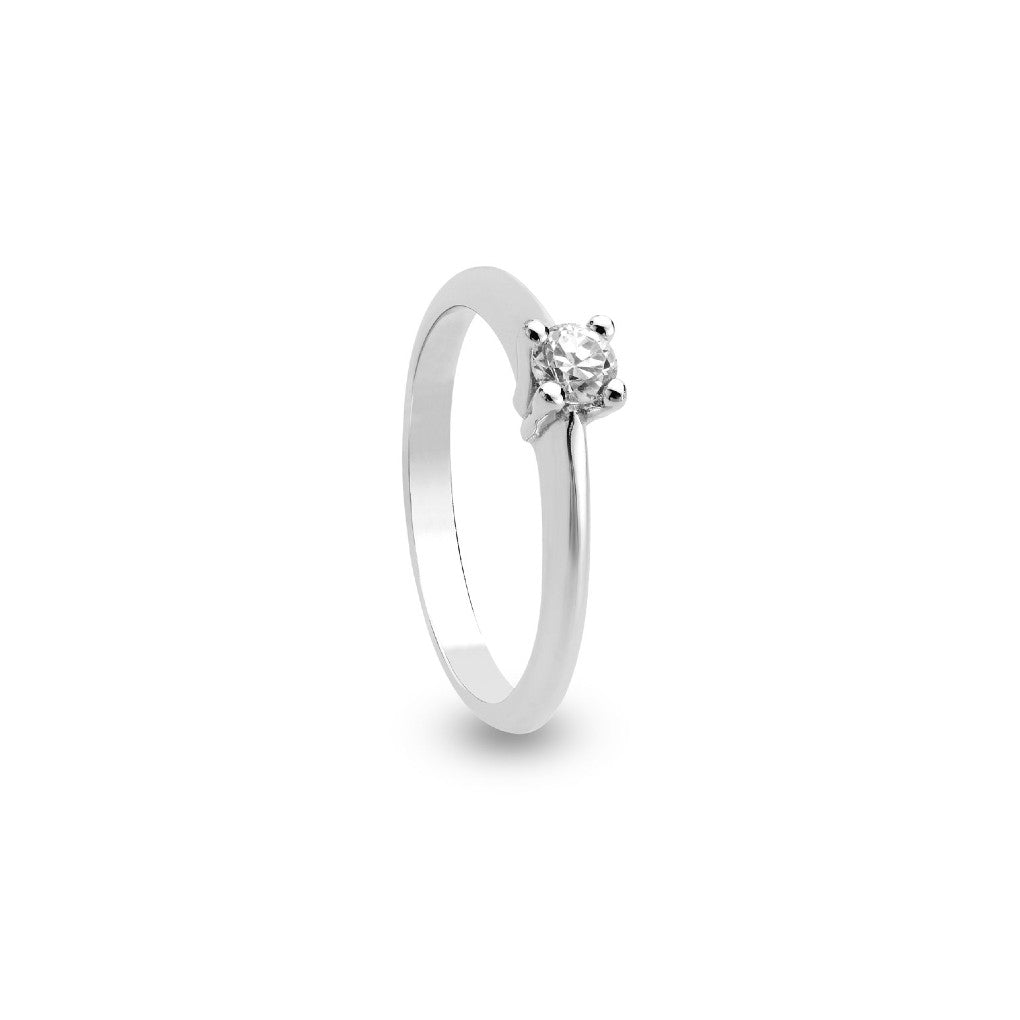 Lux - Anello solitario oro bianco 9kt e diamante lab grown 0,15