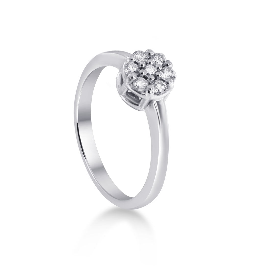 Lux - Anello solitario oro bianco 9kt e diamante lab grown 0,15 ct