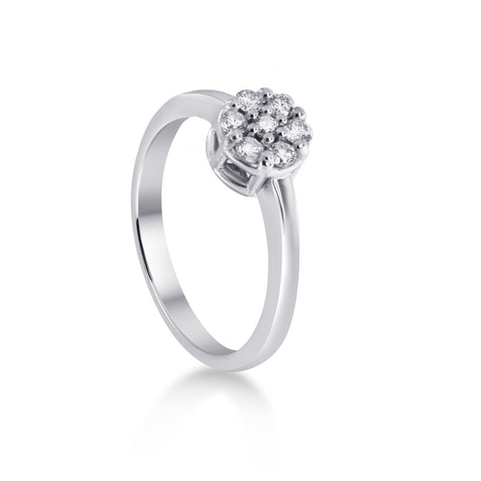 Lux - Anello solitario oro bianco 9kt e diamante lab grown 0,15 ct