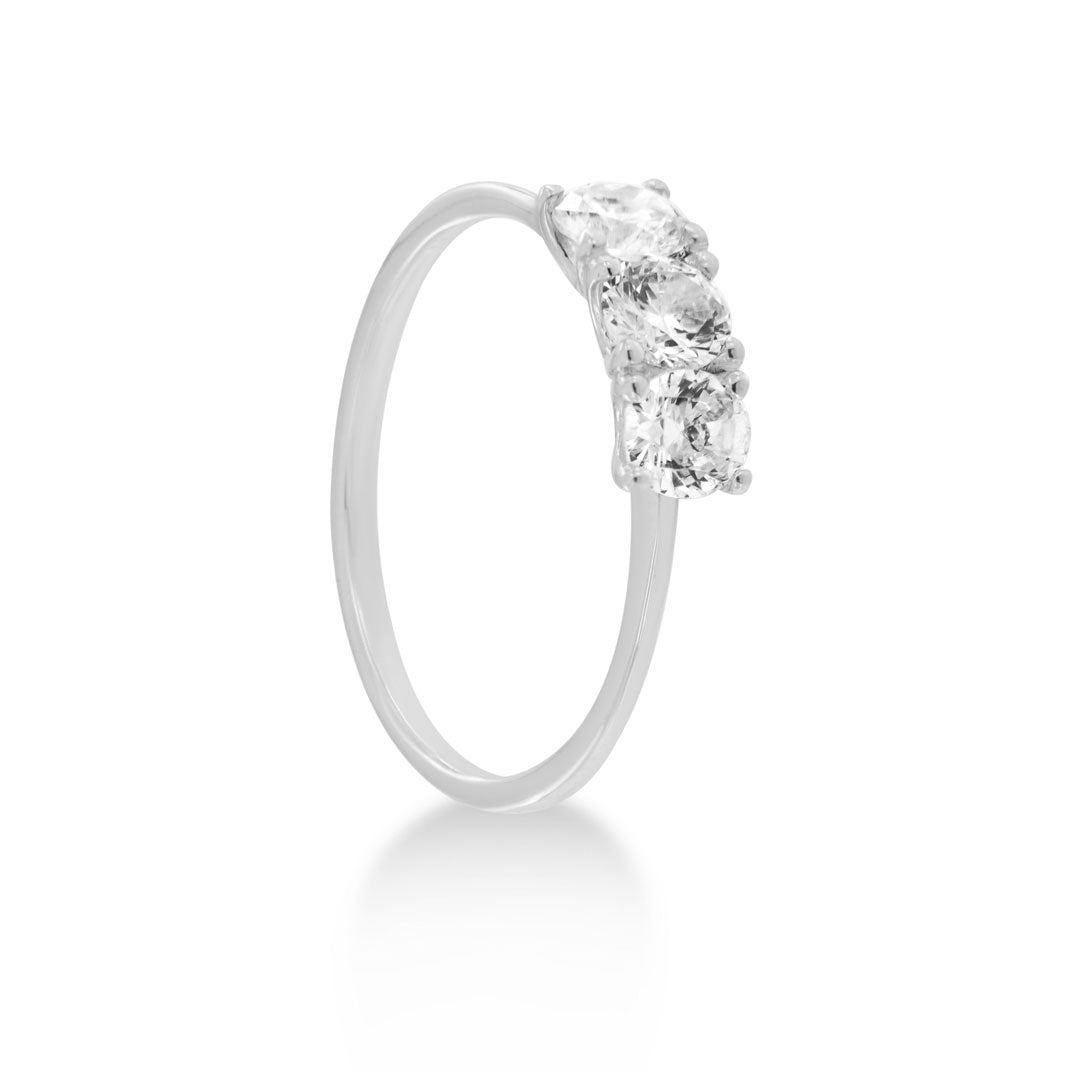 Lux - Anello trilogy in oro bianco 9kt e diamante lab grown 0,74 ct.