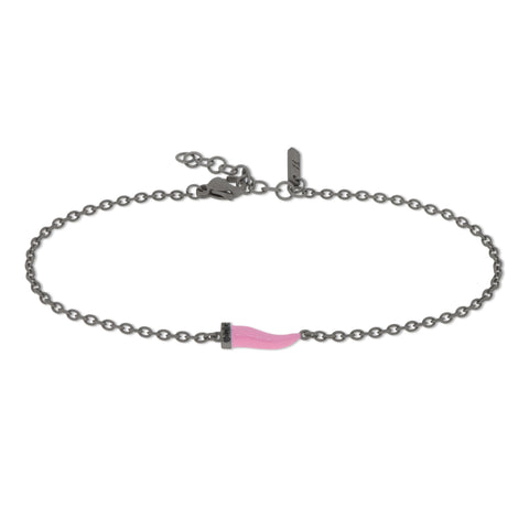 MANO-J - BRACCIALE CON CORNETTO MINI SMALTATO ROSA E DIAMANTI BLACK