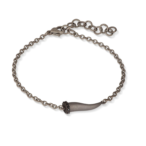 MANO-J - BRACCIALE CHARMS CON CORNETTO IN TITANIO, 5 BLACK E CATENA