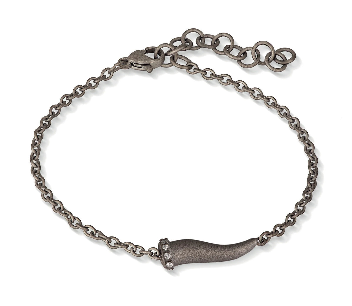 MANO-J - BRACCIALE CHARMS CON CORNETTO IN TITANIO, 5 WHITE E CATENA