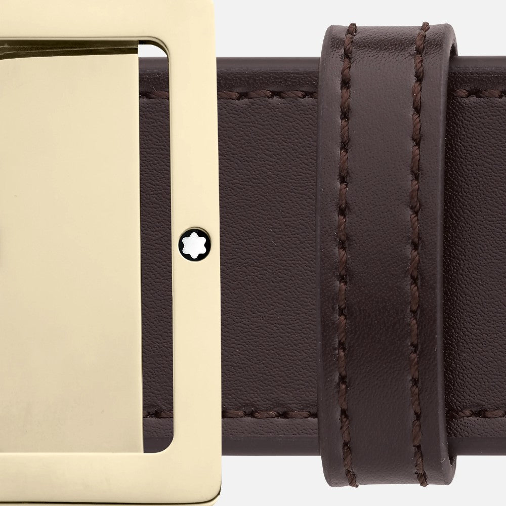 Montblanc - Cintura reversibile in pelle marrone scuro/grigia 40 mm
