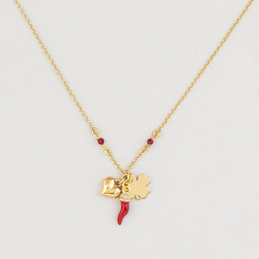 Versari - Collana Ciuffetto Cornetto con Cuore Bombato