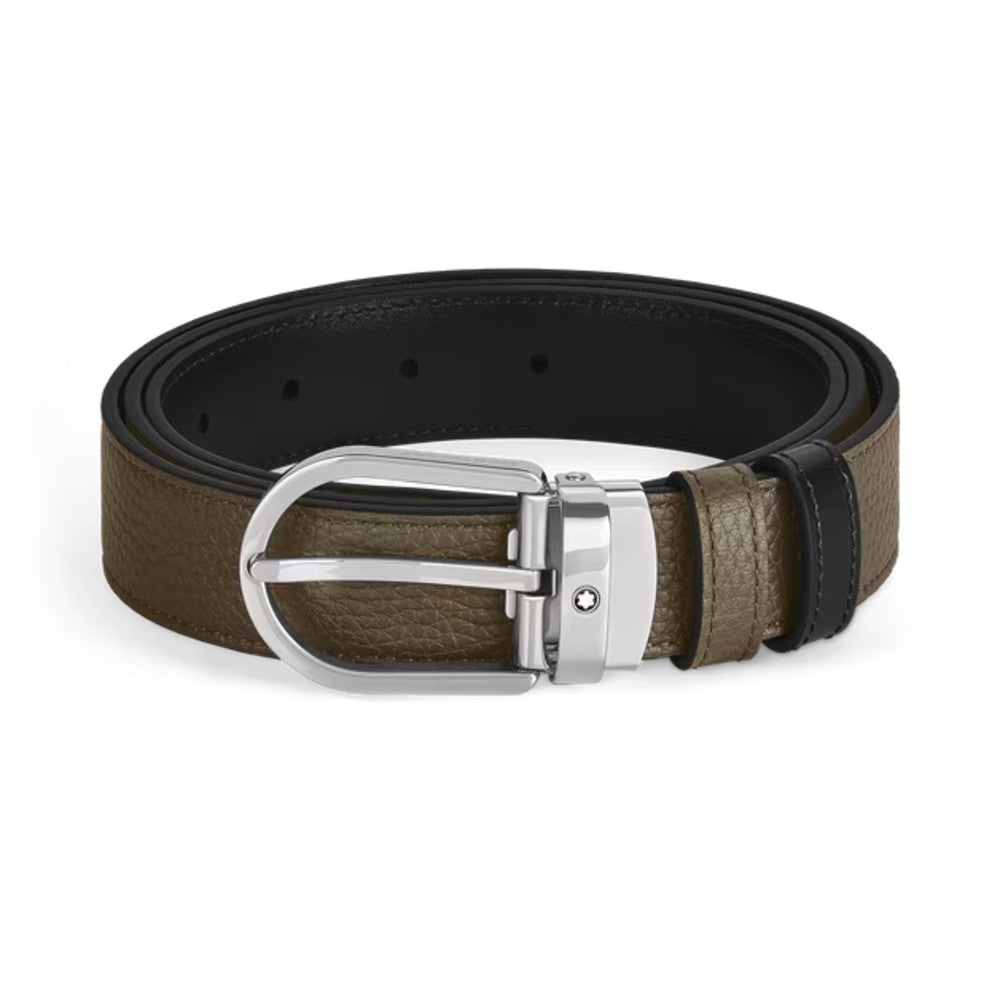 Montblanc -  Cintura Reversibile Horseshoe 30 mm in Pelle con Grana