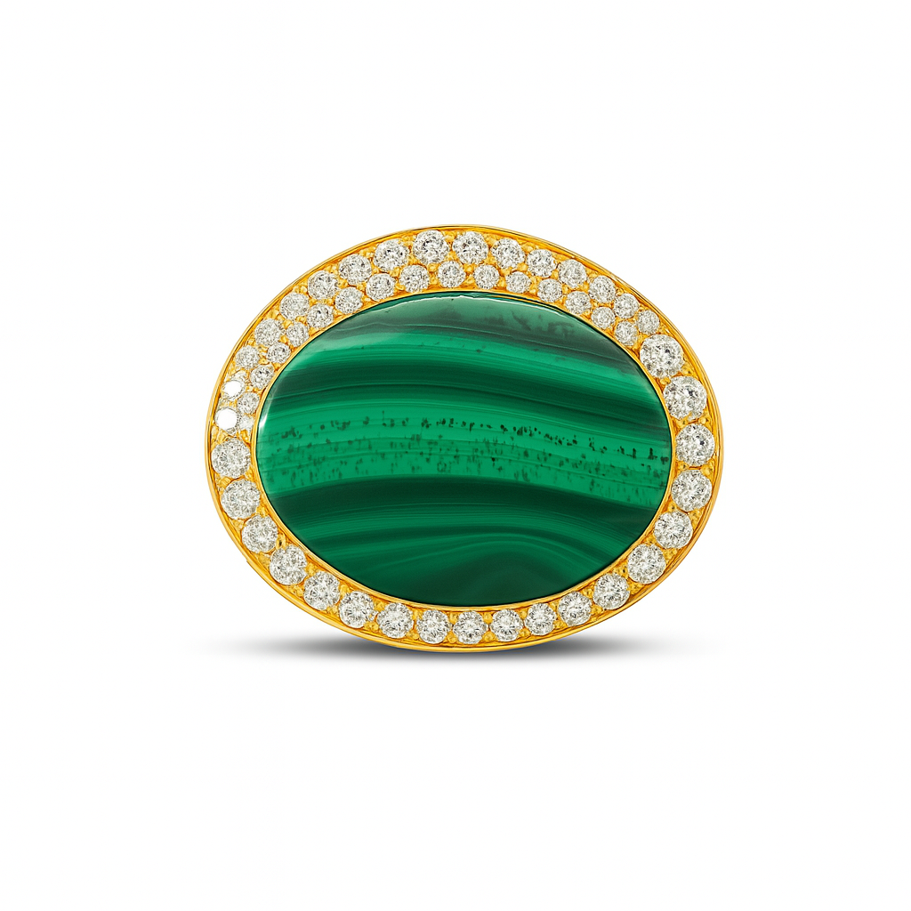Crivelli Anello cocktail malachite e diamanti