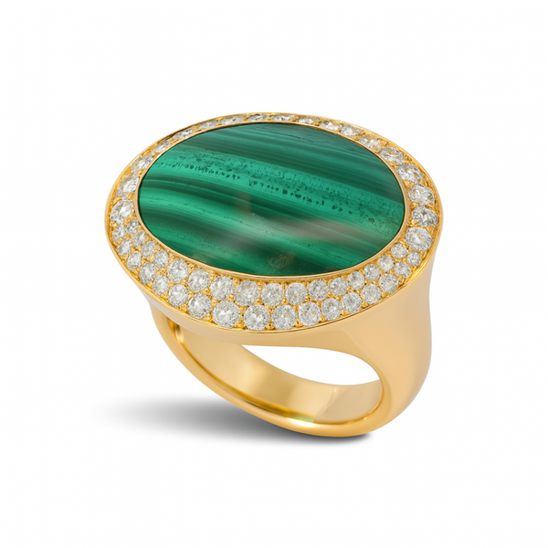 Crivelli Anello cocktail malachite e diamanti
