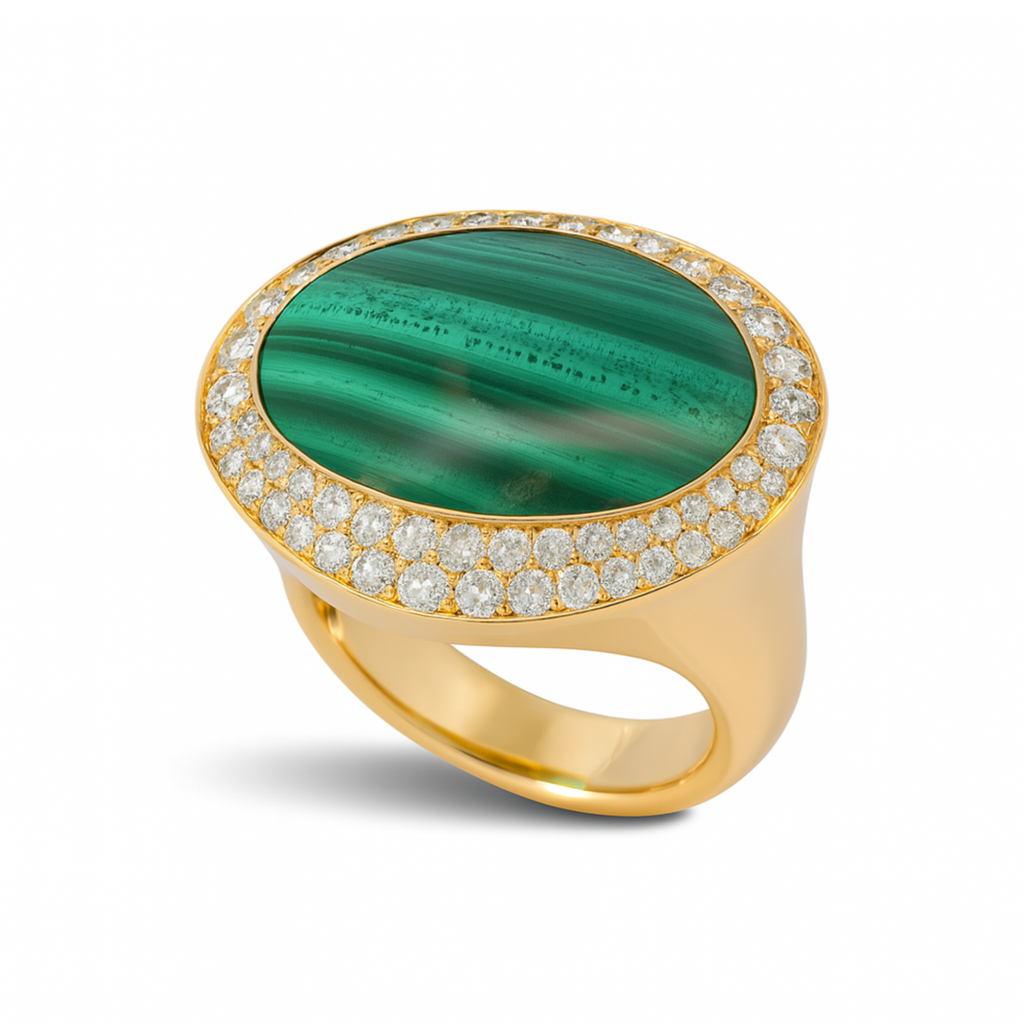 Crivelli Anello cocktail malachite e diamanti