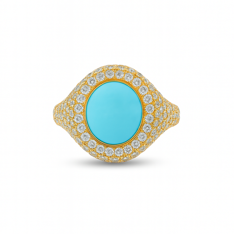 Crivelli Anello mignolo chevalier turchese oro rosa