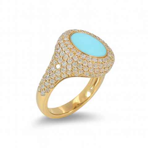 Crivelli Anello mignolo chevalier turchese oro rosa