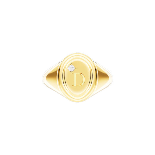 DoDo - Anello Sigillo oro giallo e diamante bianco