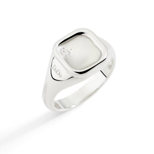 DoDo -  Anello Sigillo argento & diamante bianco