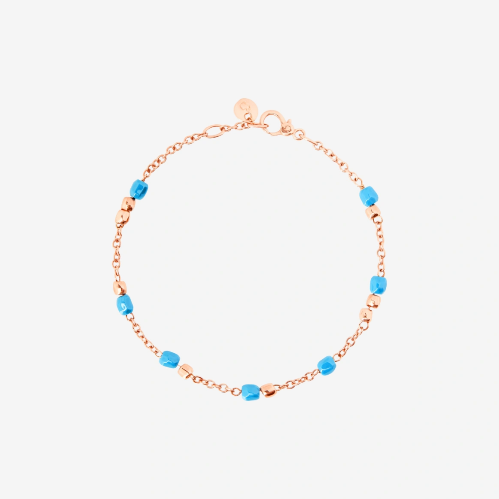 DoDo - Bracciale Mini Granelli Oro Rosa 9K e Ceramica Turchese