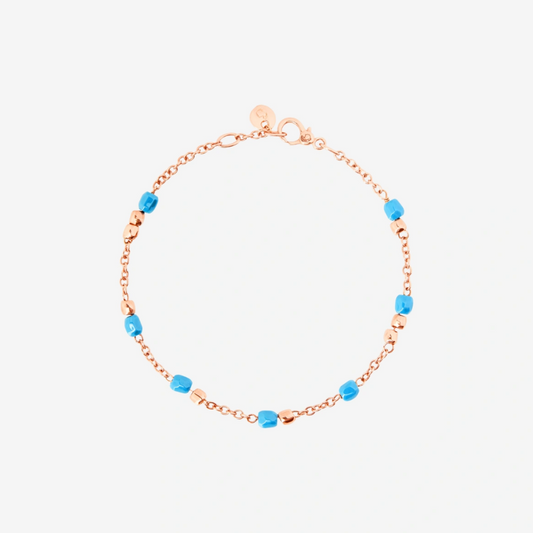DoDo - Bracciale Mini Granelli Oro Rosa 9K e Ceramica Turchese