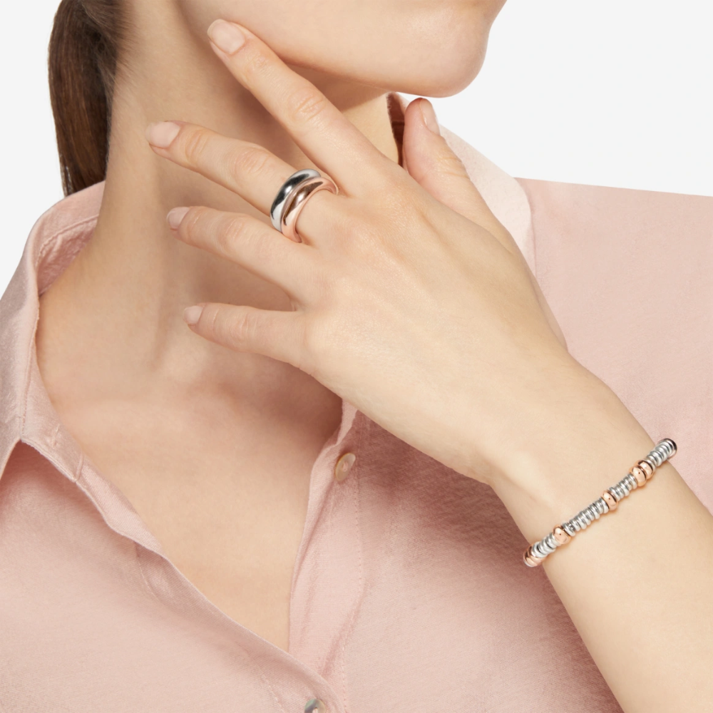 DoDo - Bracciale Rondelle Oro Rosa 9K e Argento