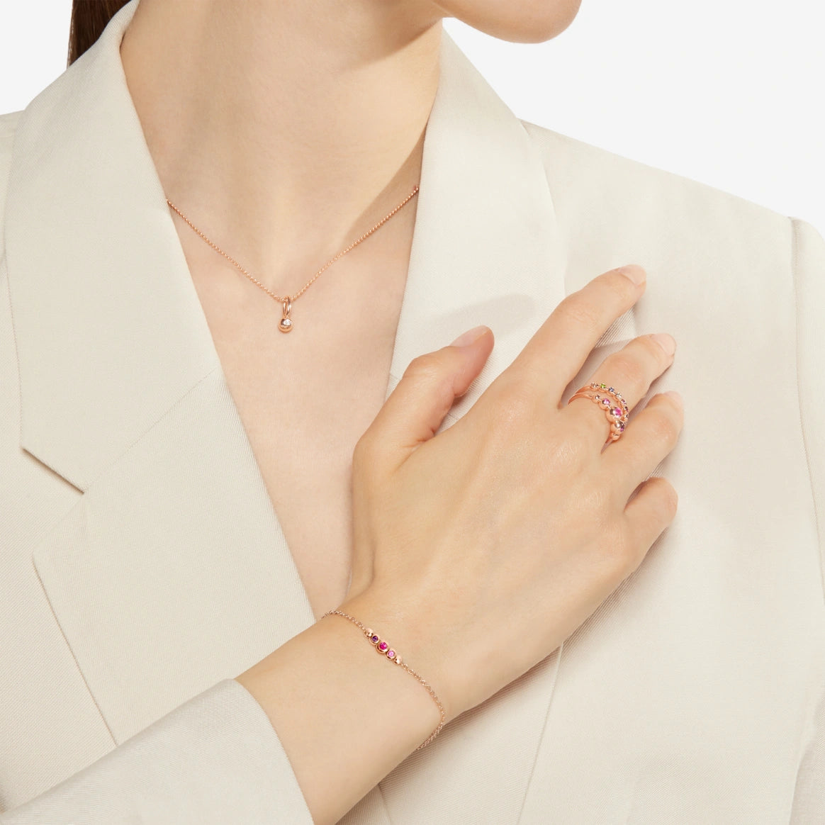 DoDo - Bracciale bollicine oro rosa pietre colorate
