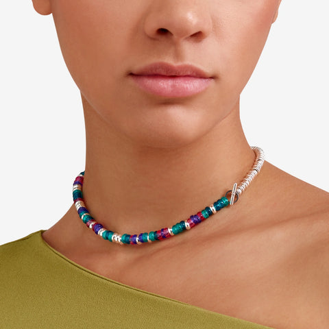 DoDo - Bracciale rondelle argento & plastica riciclata