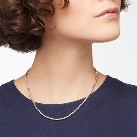 DoDo - Collana Mini Granelli Oro Rosa 9K e Argento