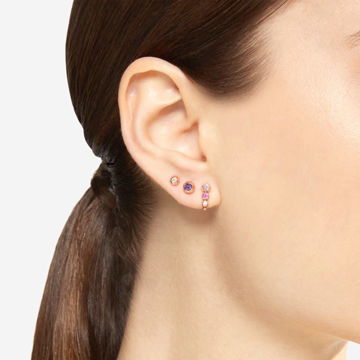 DoDo - Orecchino stud bollicine oro rosa & diamante