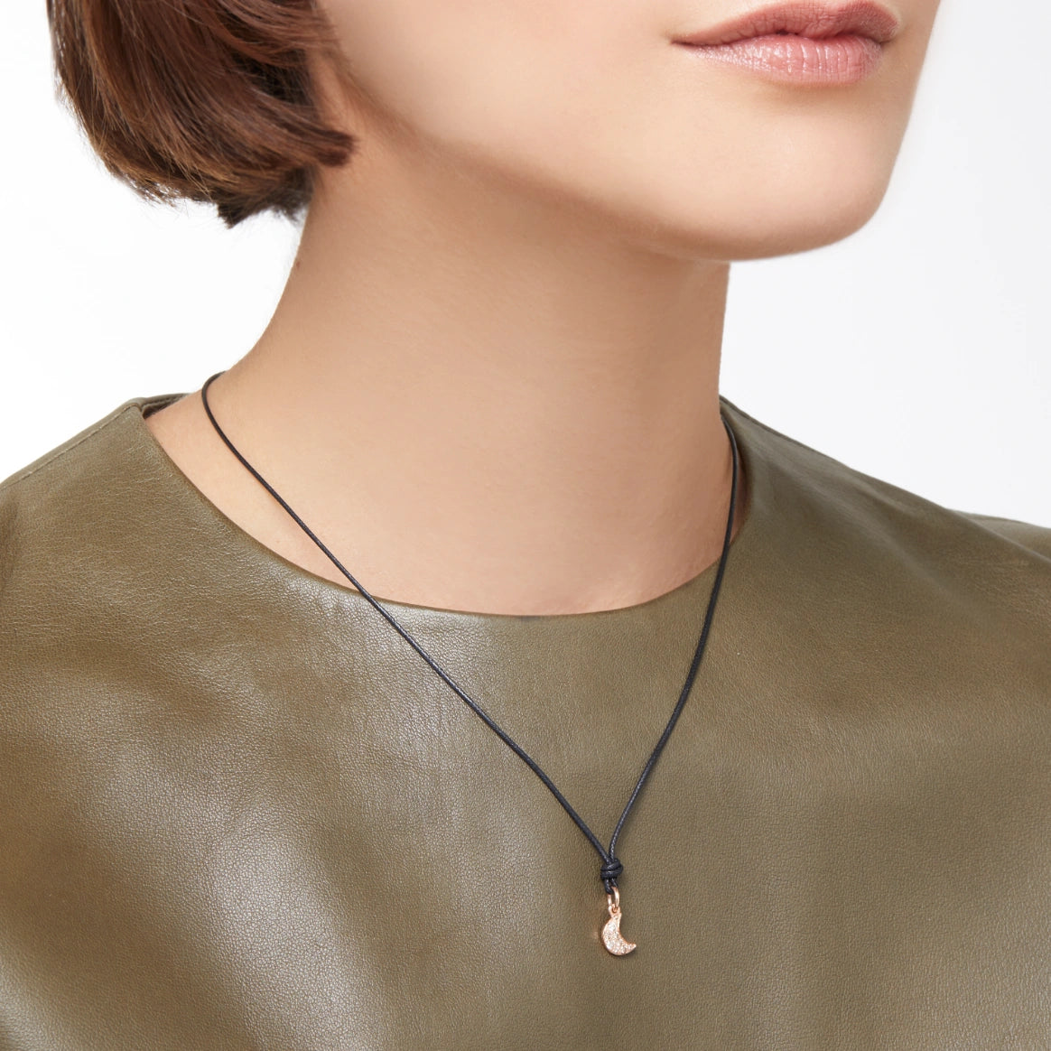 DoDo - Ciondolo luna oro rosa & diamanti brown