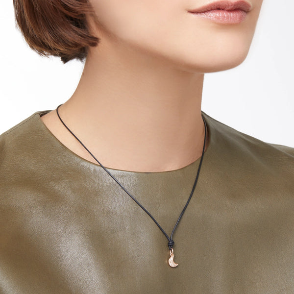 DoDo - Ciondolo luna oro rosa & diamanti brown