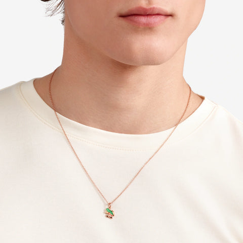 DoDo - Ciondolo rana oro rosa, smalto & zaffiri