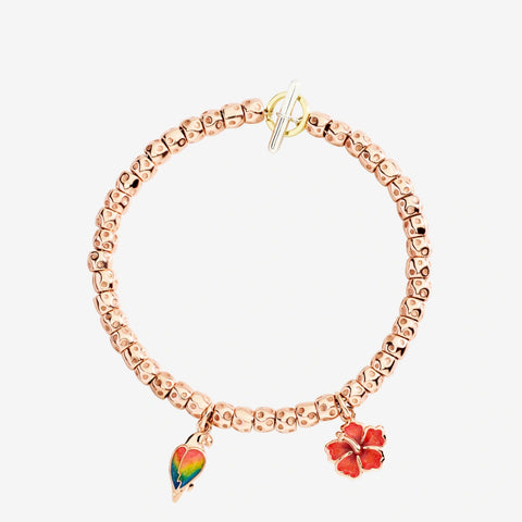 DoDo - Ciondolo fiore ibisco oro rosa & smalto