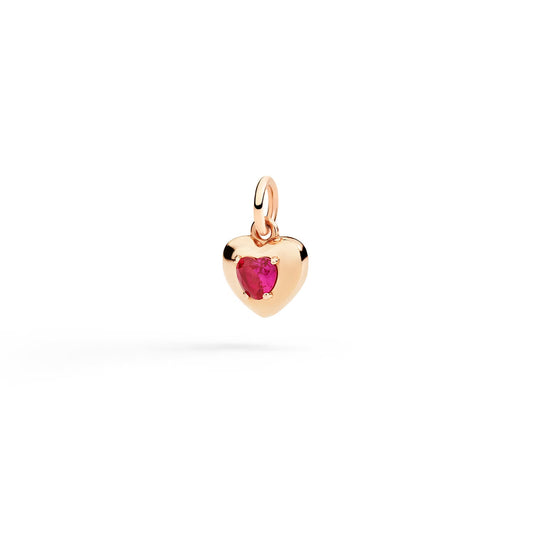 DoDo - Ciondolo cuore oro rosa & rubino sintetico