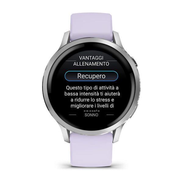 Garmin - Orologio Venu® 4 - 41 mm Silver con cinturino in silicone Periwinkle
