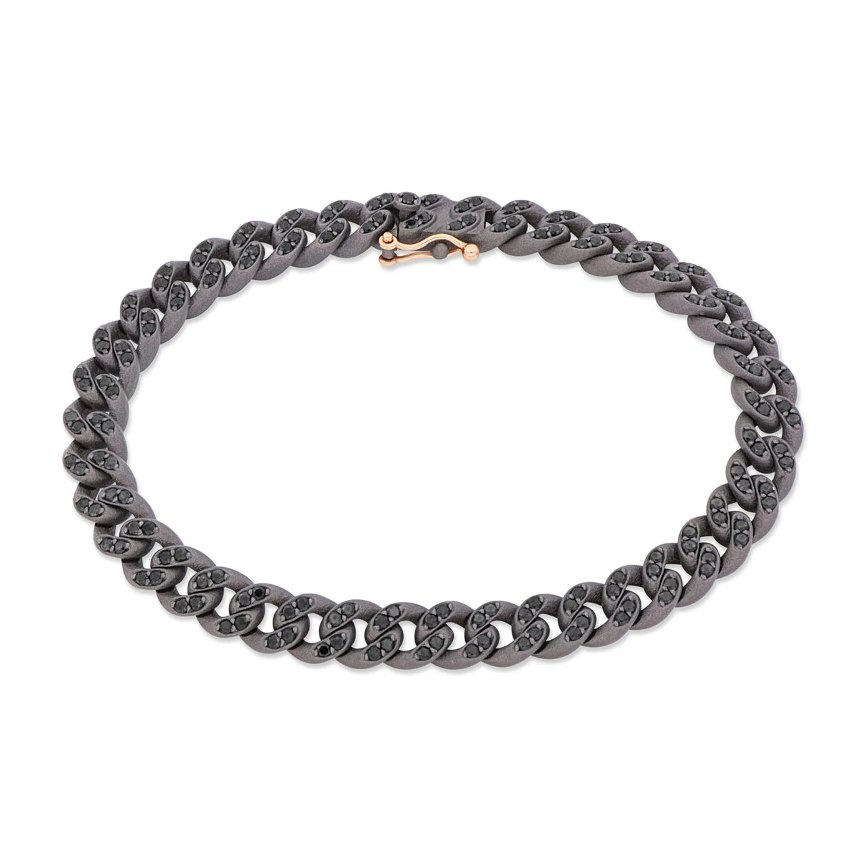 MANO-J - BRACCIALE UOMO IN TITANIO, DIAMANTI BLACK E ORO ROSSO 18KT
