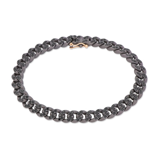 MANO-J - BRACCIALE UOMO IN TITANIO, DIAMANTI BLACK E ORO ROSSO 18KT