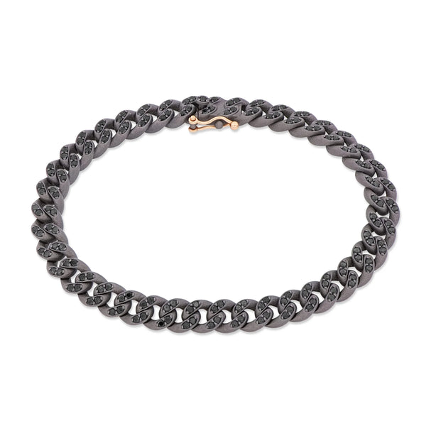 MANO-J - BRACCIALE UOMO IN TITANIO, DIAMANTI BLACK E ORO ROSSO 18KT