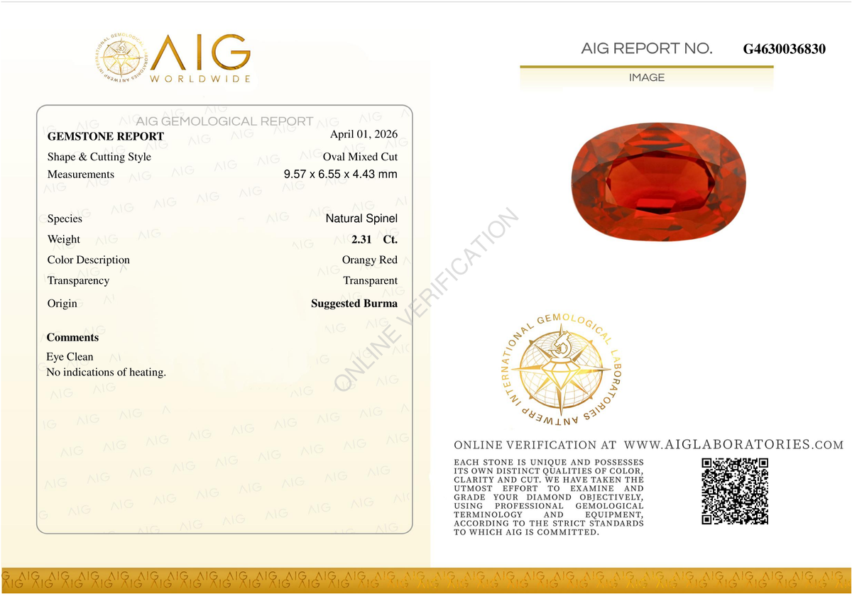 Spinello naturale Ovale - Burma - No heating 2.31 ct