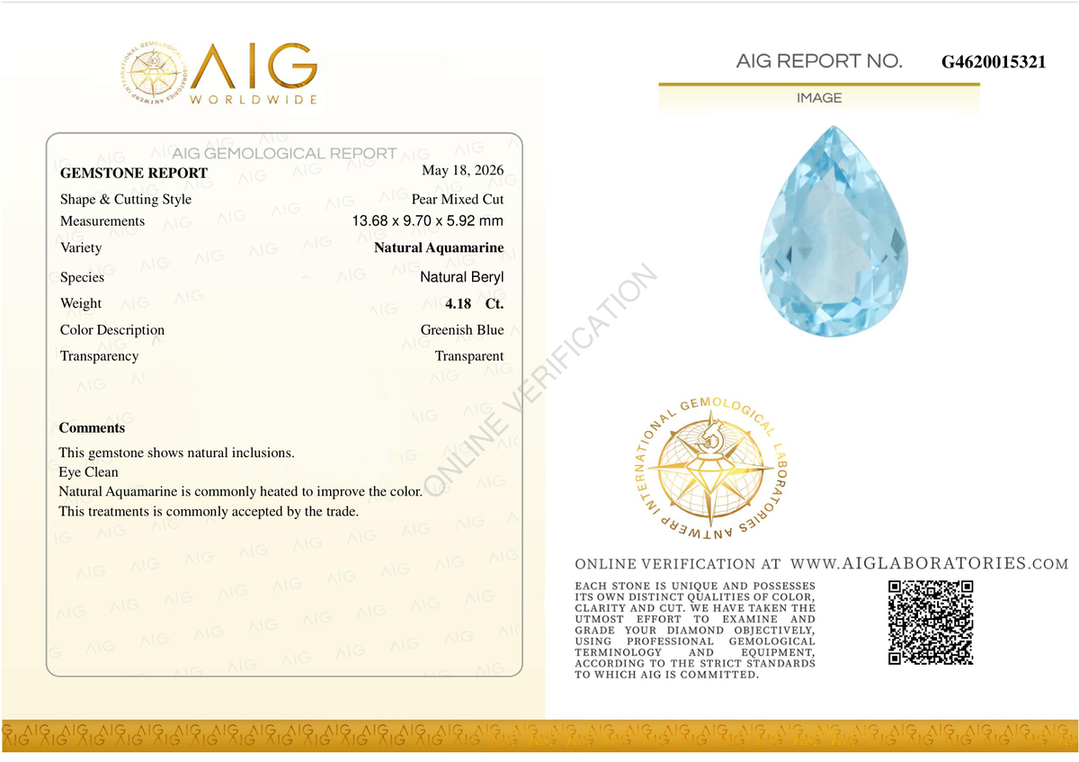 Acquamarina - Taglio a Goccia - 4.18 ct