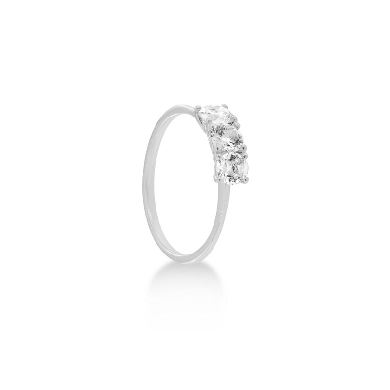 Lux - Anello trilogy in oro bianco 9kt e diamante lab grown 0,45 ct.