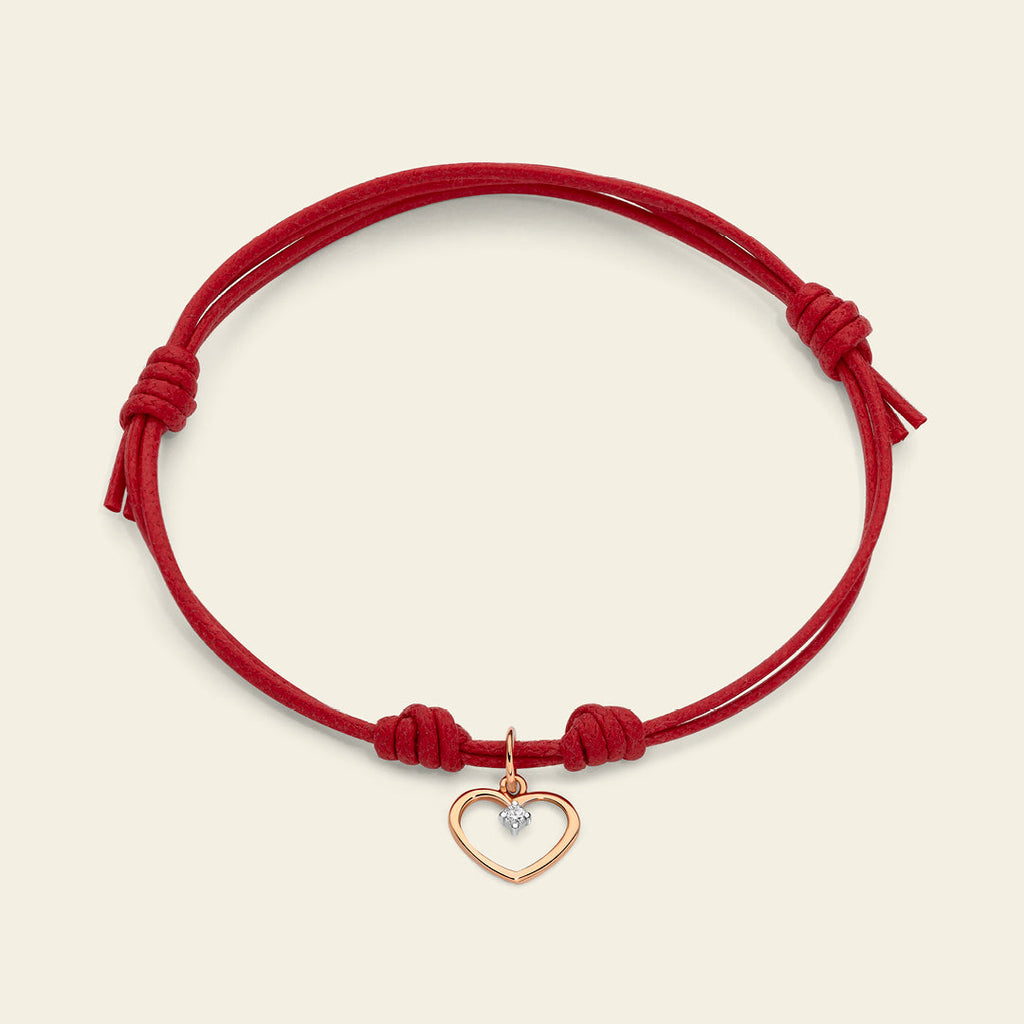 Marco Gerbella - Bracciale cordino con cuore e diamante 0,01