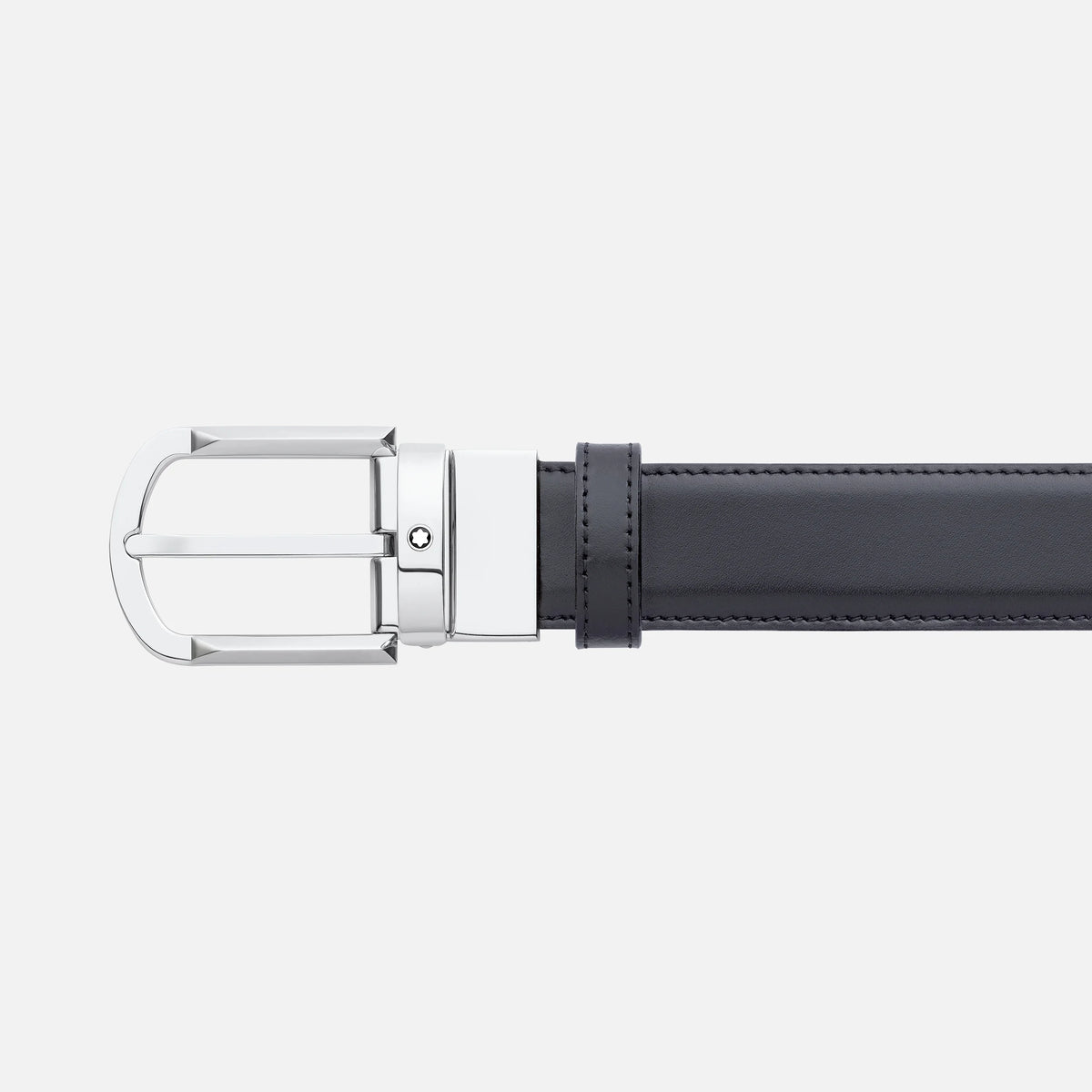 Montblanc - Cintura reversibile in pelle nera/marrone 30 mm con fibbia a ferro di cavallo