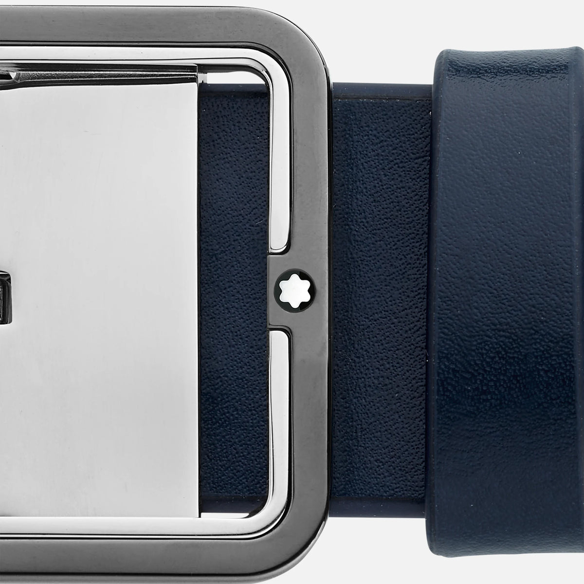 Montblanc - Cintura reversibile in pelle blu/grigia 35 mm