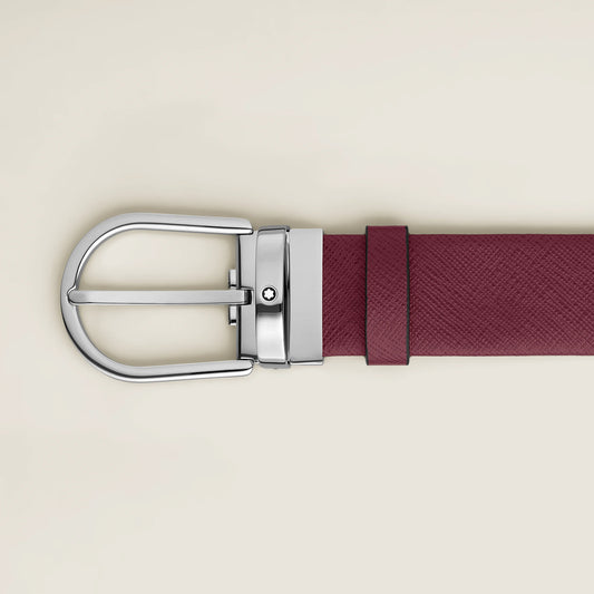 Montblanc - Cinture da 35 mm in pelle cassis con fibbia a ferro di cavallo