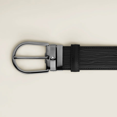 Montblanc - Cinture da 35 mm in pelle nera con fibbia a ferro di cavallo