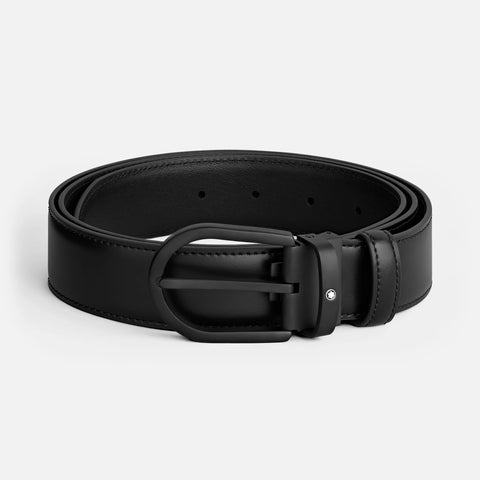 Montblanc - Cintura da 35 mm in pelle nera con fibbia a ferro di cavallo