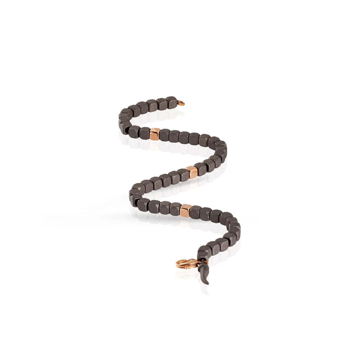 MANO-J - BRACCIALE UOMO CON CUBI IN TITANIO E IN ORO ROSSO 9KT